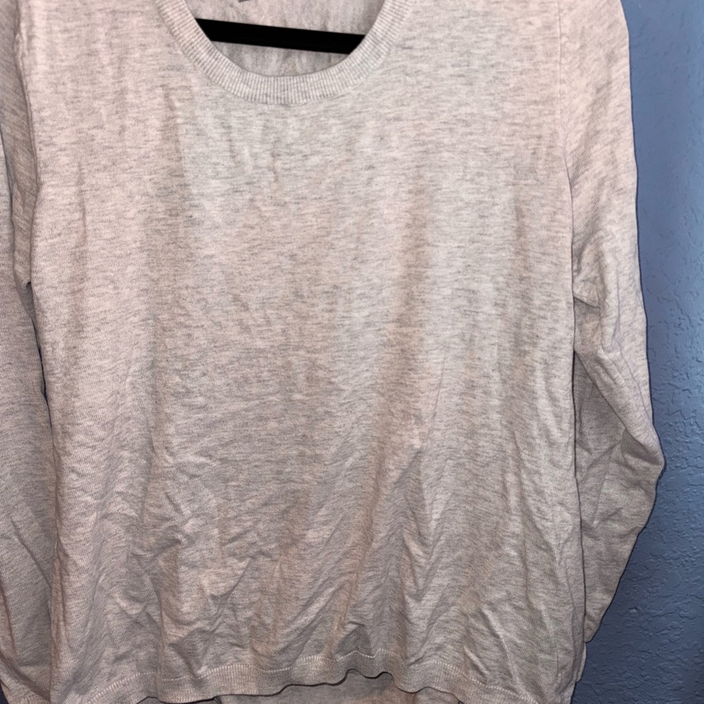 Fabletics Light Gray Crew Neck Top Open Back - image 2